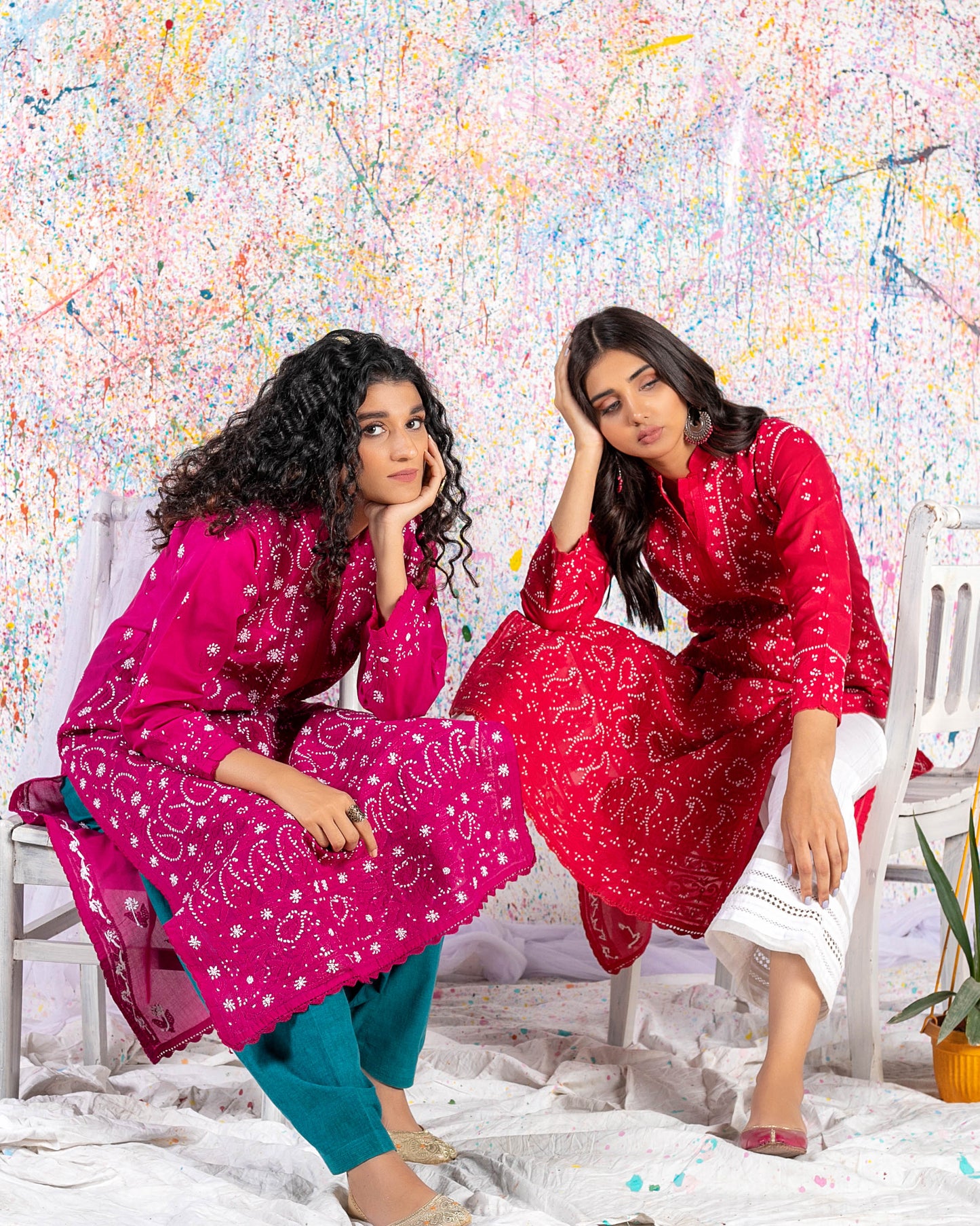 Striking Plum Chikankari Kurta