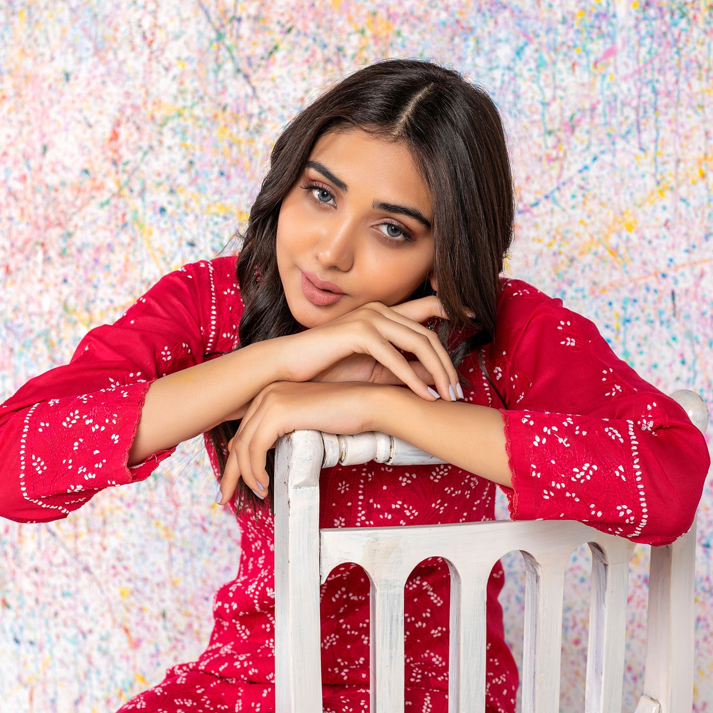 Pure Red Chikankari Kurta