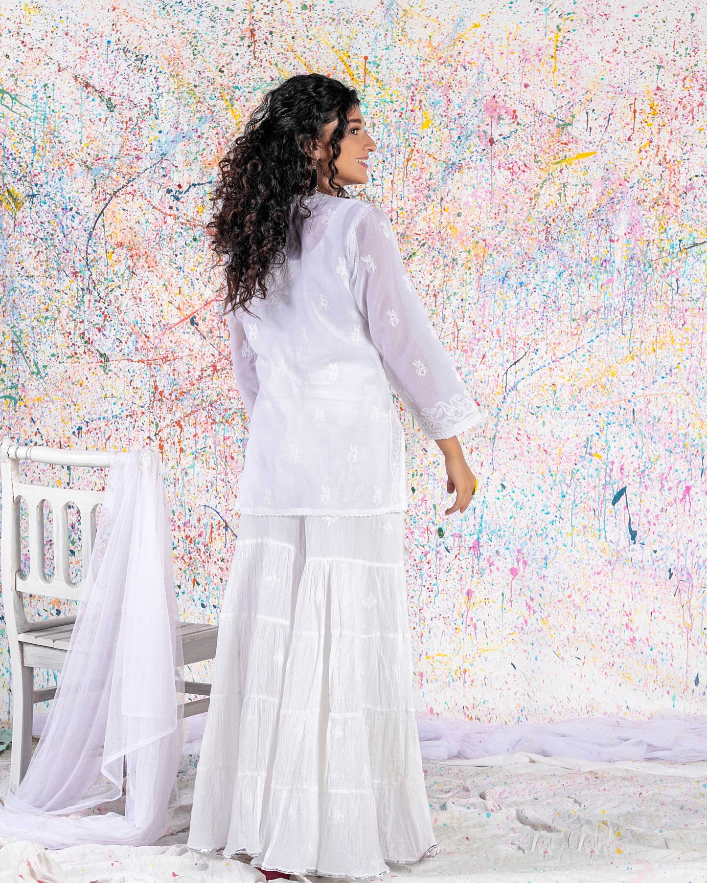 White Crinkle Cotton Sharara