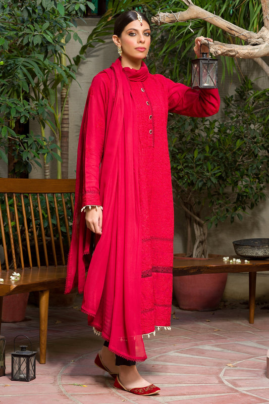 Aafrinish by Niazi Amal Abedi Red Chikankari Kurta