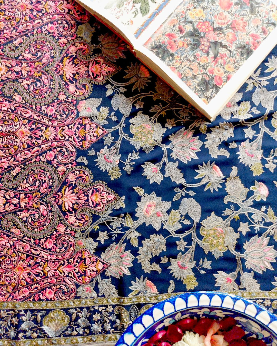 aafrinish floral Indian Chintz shawl pure georgette chiffon
