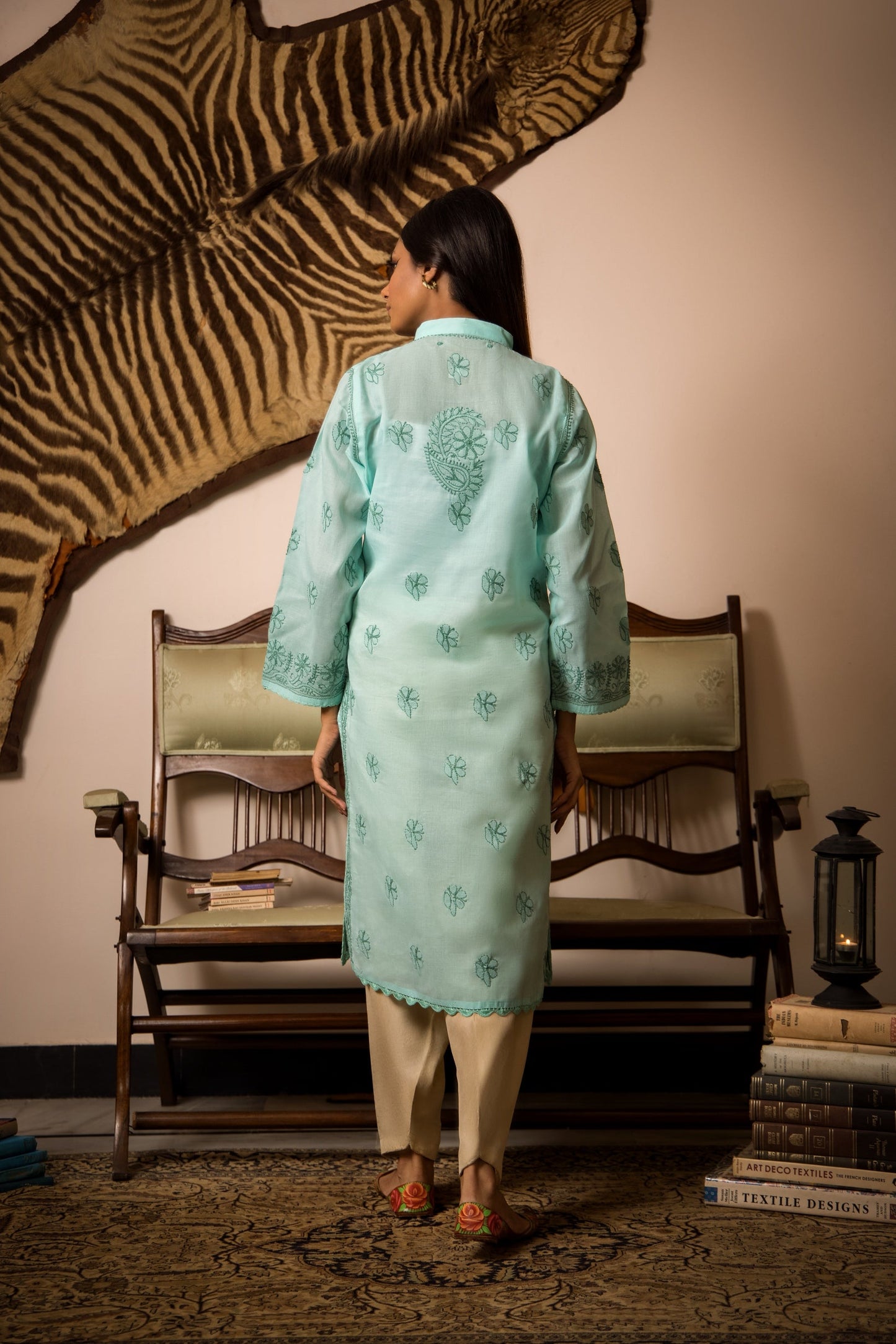 Sea Green Gota Pati Chikankari kurta