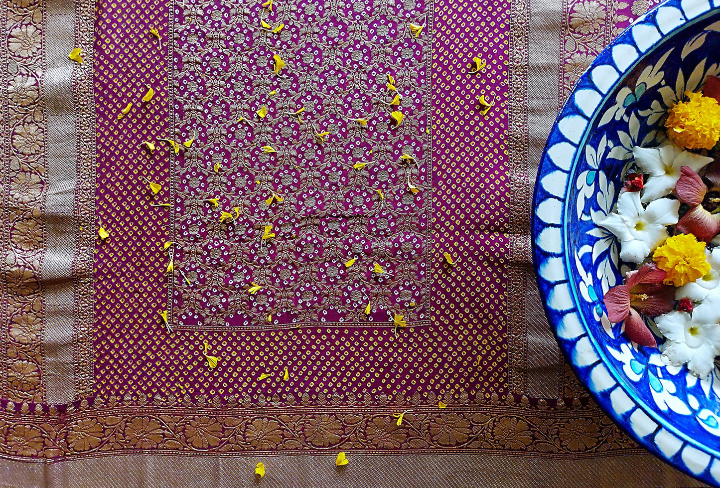 Imperial Purple Kutchi Chundri Saree