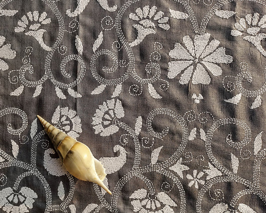 Fossil Grey Kantha Dupatta