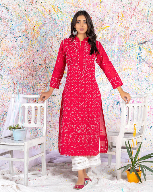 Pure Red Chikankari Kurta