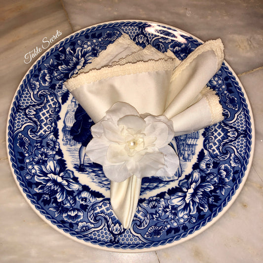 Cream Cotton Satin Tea Napkin (Set)