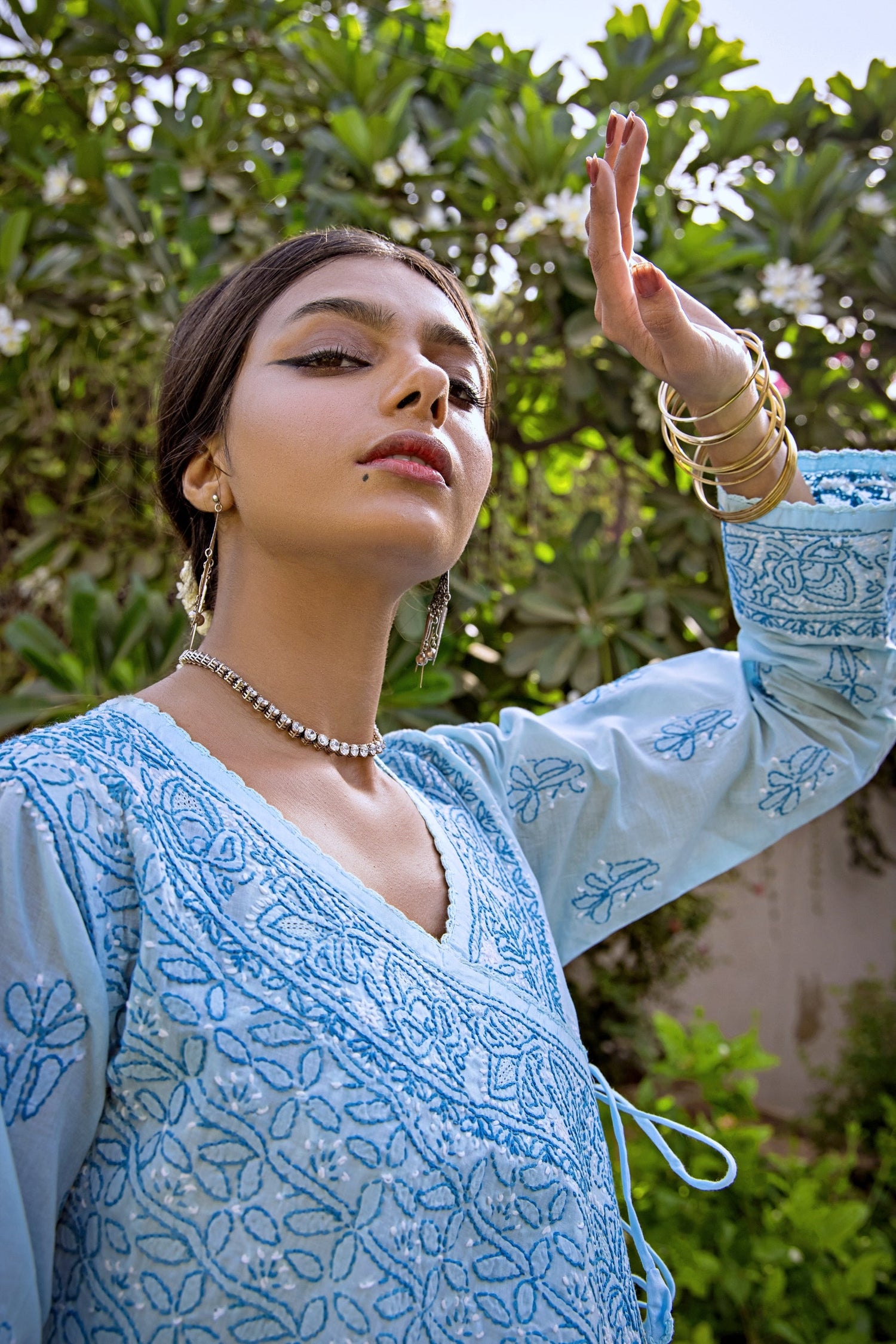 Aafrinish By Niazi Zooni Sheikh Baby Blue Angharkha Outdoor Garden Carpet Sitar