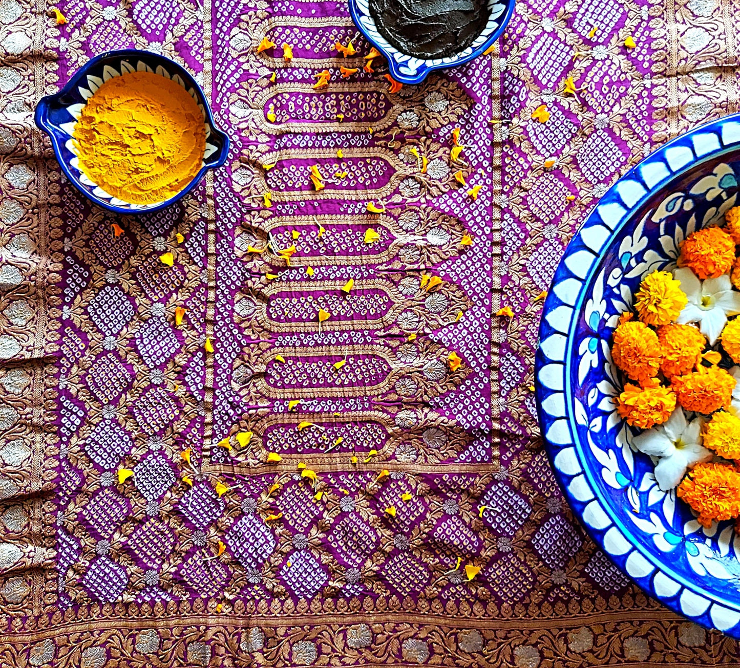 Purple Kutchi Chunri Saree