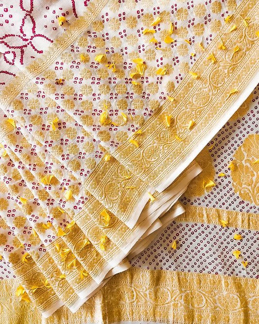 Simply Ivory Chundri Saree