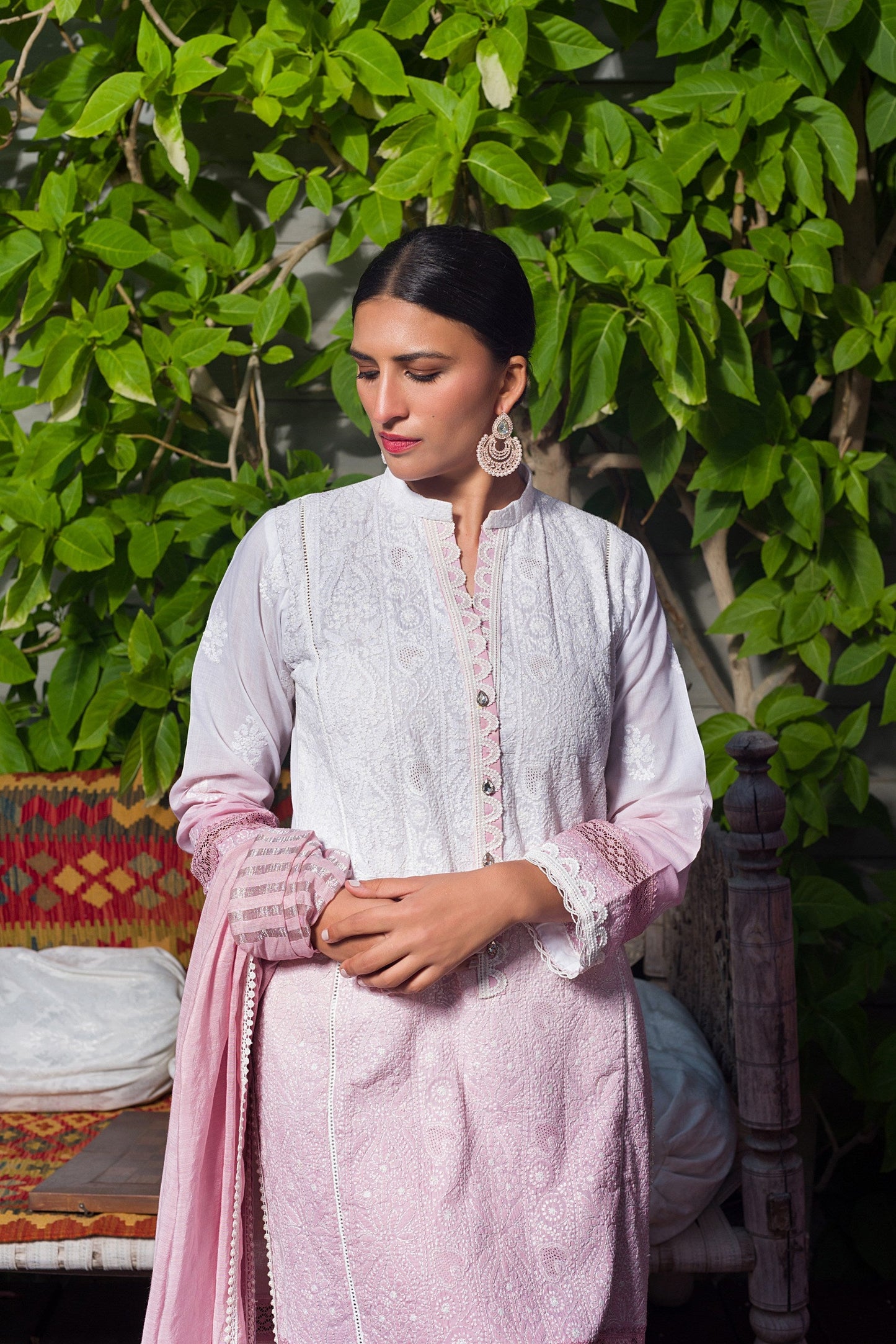 Aafrinish by Niazi Ekra Faiz Elegant Tea Pink Shaded Chikankari Kurta Nadir Toosy