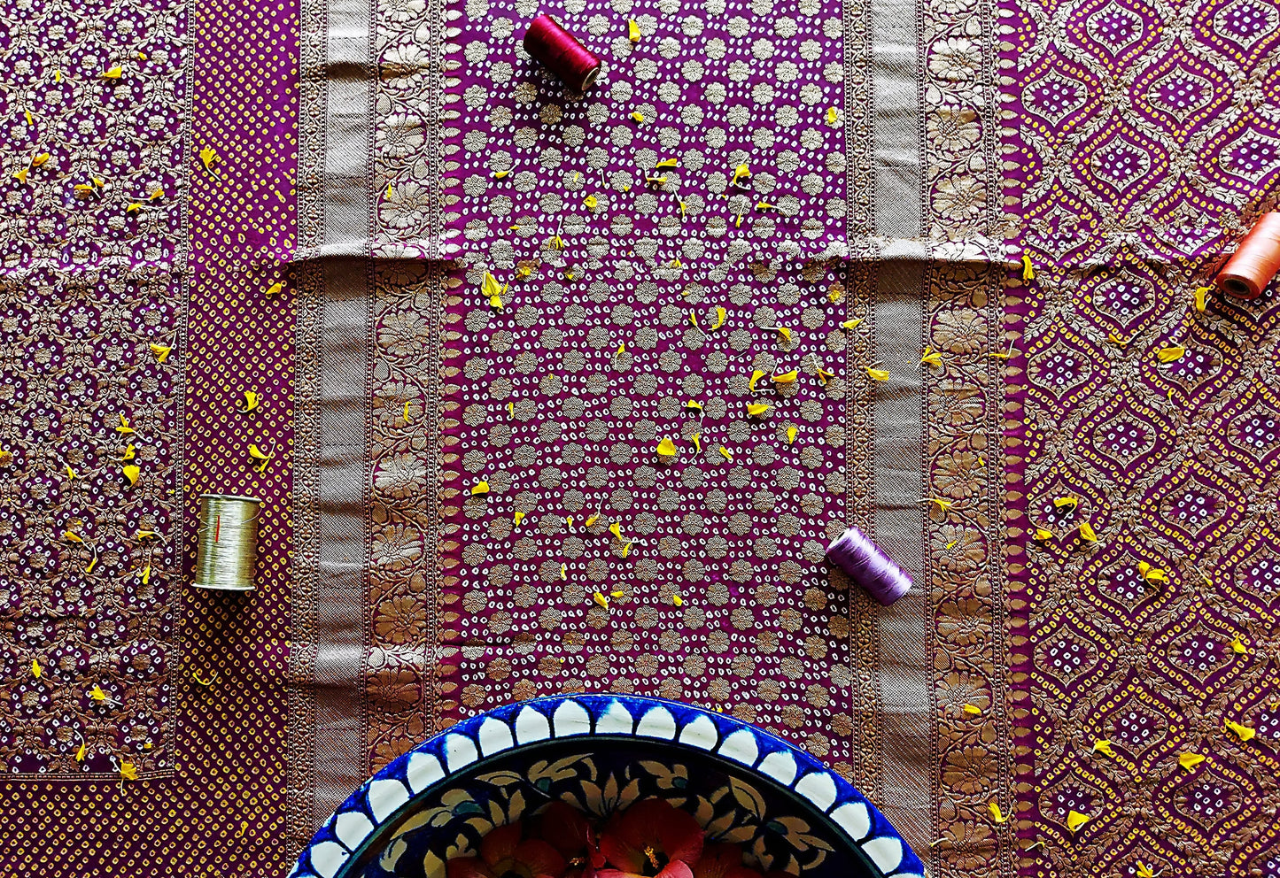 Imperial Purple Kutchi Chundri Saree