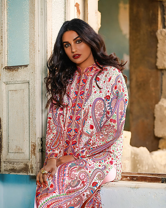 Aamna Ilyas Amna Jacket Embroidery Pakistan Fashion Aafrinish Pink Floral Paisley