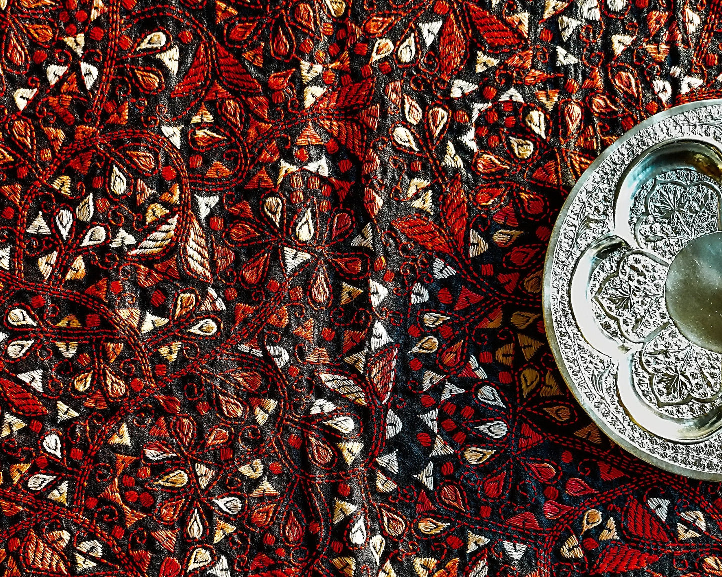 Fiery Red Kantha Dupatta
