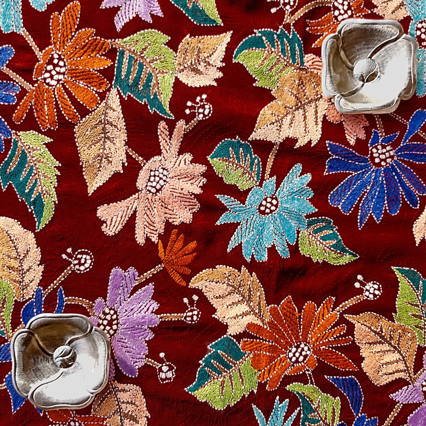 Burnt Maroon Kantha Dupatta